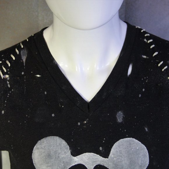 Mickey Mouse Skull Handmade Distressed Shirt - Picture 5 of 6